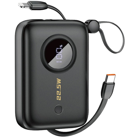 Ulkoinen akku Dudao K14, 10000mAh, 22.5W, QC + PD, 1 x USB-A - 1 x USB-C, musta 