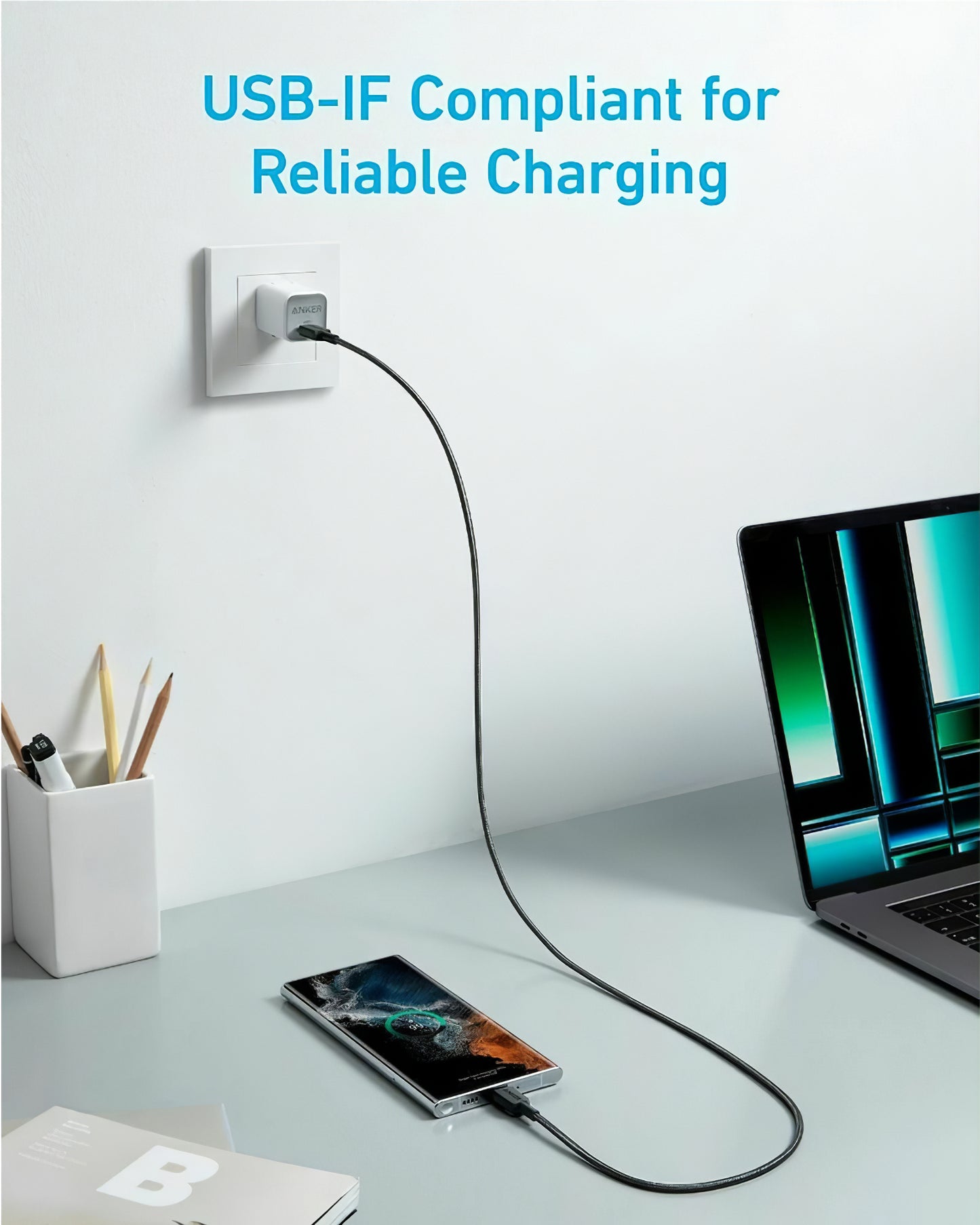 USB-C Data and Charging Cable - USB-C Anker 322, 60W, 1.8m, Black A81F6G11 