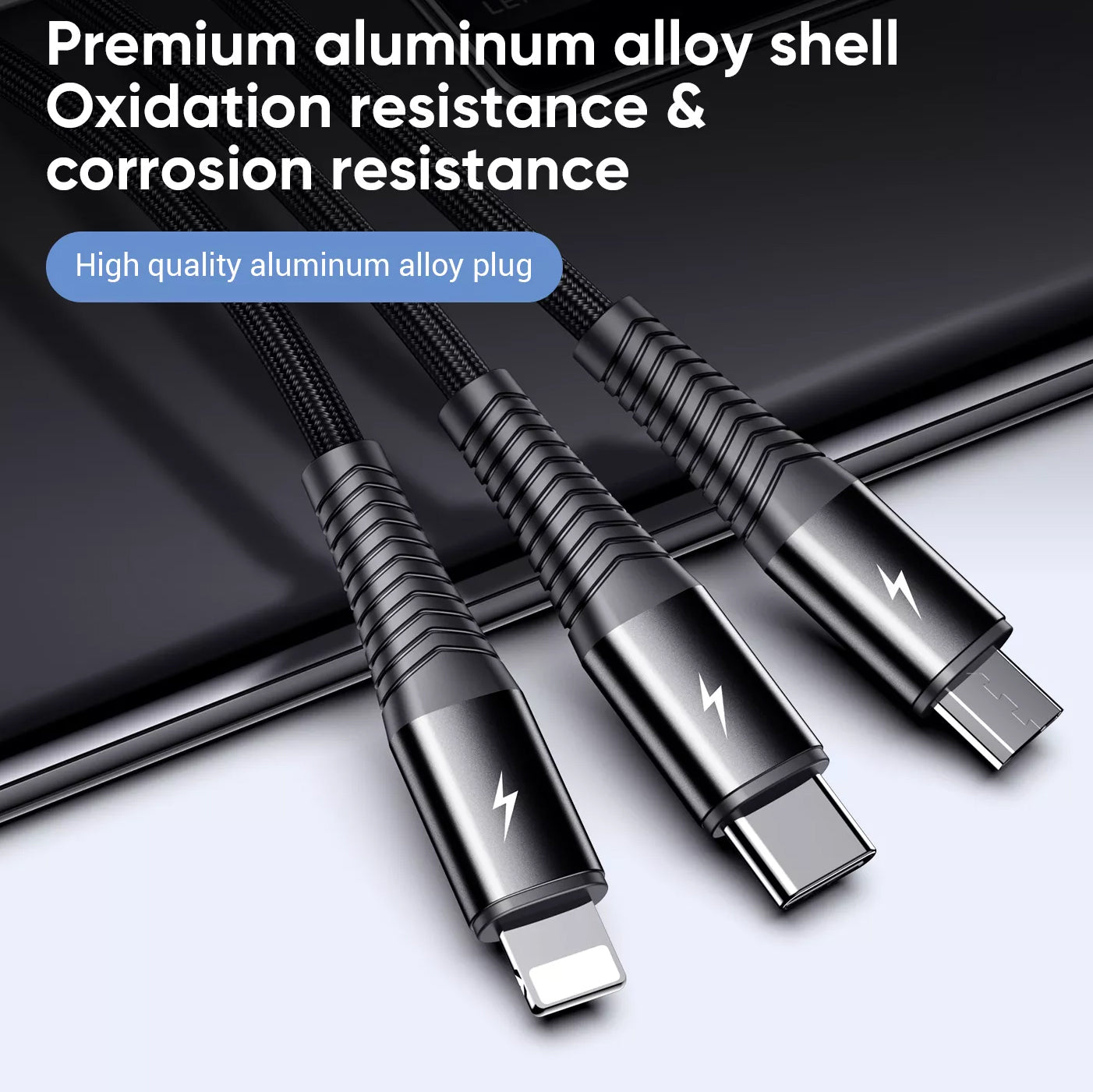 USB-A - Lightning / microUSB / USB-C latauskaapeli Joyroom S-1230G4 3in1, 20W, 1.2m, musta
