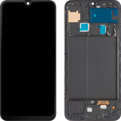 MP kosketusnäyttö yhteensopiva Samsung Galaxy A50 A505 kanssa, kehyksellä, musta 