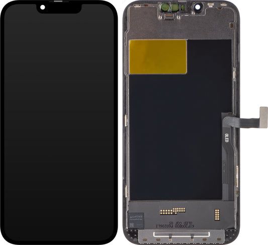 Kosketusnäyttö ZY Apple iPhone 13 Pro:lle, kehyksellä, OLED IC siirrettävä versio, musta