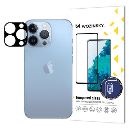 WZK Takakameran suojakalvo Apple iPhone 15 Pro:lle, lasisuojattu, musta 