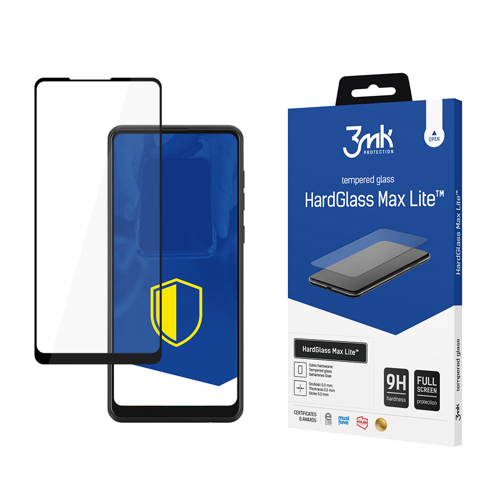 Näytönsuoja 3MK HardGlass Max Lite Samsung Galaxy A21s A217, karkaistu lasi, täysi liima, musta