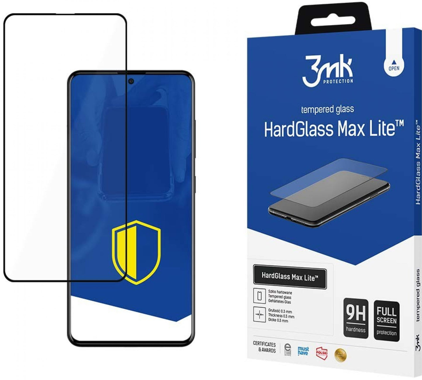 Näytön suojakalvo 3MK HardGlass Max Lite Samsung Galaxy A51 A515 / A52s 5G A528 / A52 5G A526, lasisuojattu, täysi liima, musta 