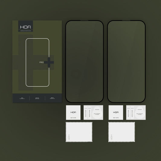 Näytönsuoja HOFI Glass PRO+ Apple iPhone 16 Pro:lle, suojalasi, täysi liima, sarja 2 kpl, 2.5D, musta 