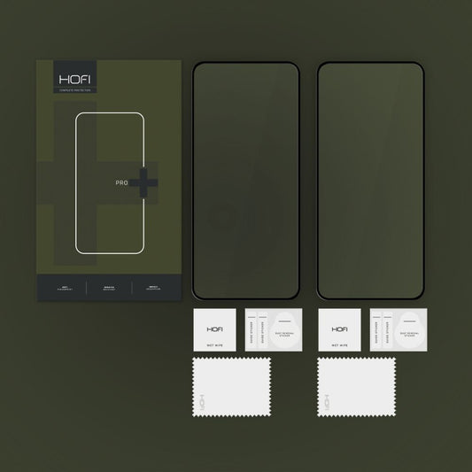 HOFI Glass PRO+ -näytönsuoja Xiaomi 14T Pro / 14T, suojattu lasi, täysi liima, 2 kpl:n sarja, 2.5D, musta, musta 