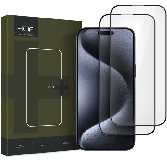 Näytönsuoja HOFI Glass PRO+ Apple iPhone 16:lle, suojalasi, täysliima, 2 kpl, 2.5D, musta 
