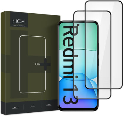 Näytönsuoja HOFI Glass PRO+ Xiaomi Redmi 13:lle, lasisuoja, täysliima, 2 kpl, 2.5D, musta 