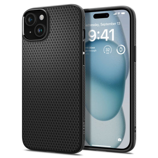 Kotelo Apple iPhone 15, Spigen, Liquid Air Matte, musta ACS06790 
