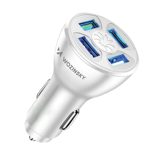 Autolaturi WZK WCCAW, 50W, 3A, 4 x USB-A, valkoinen 