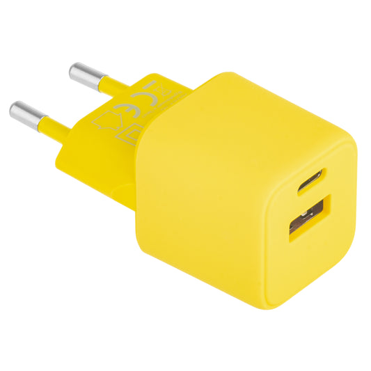 Verkkolaturi Colorum CLS30-AC-05, 30W, 3A, 1 x USB-A - 1 x USB-C, keltainen 