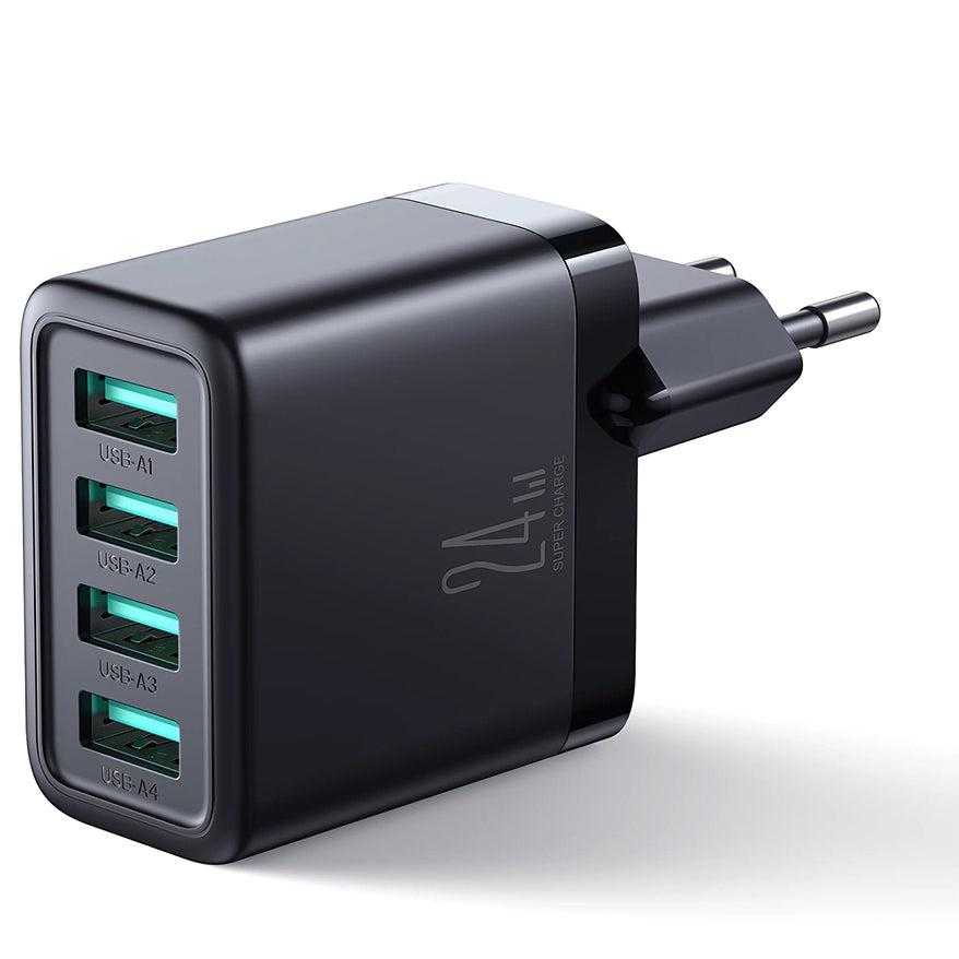 Verkkolaturi Joyroom JR-TCN03, 24W, 2.4A, 4 x USB-A, musta 